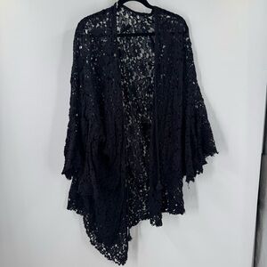 Free People Move Over Lace Robe Black Kimono Women’s Size L